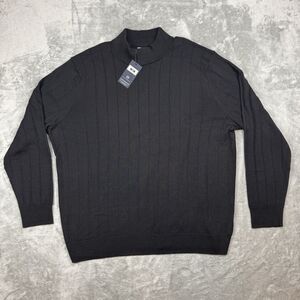 Joseph Abboud Sweater Men’s 2XL Black Solid Merino Wool Mock Neck Classic Fit